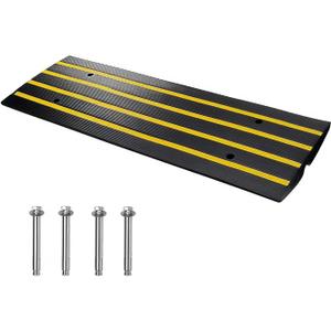 3 Packs 48" Car Driveway Rubber Curb Ramps, Heavy Duty Driveway Gutter Slope Ramp, Low Profile Design for Cars, Water Channel for Drainage, Curbside Bridge Ramp for Loading Dock Garage Sidewalk