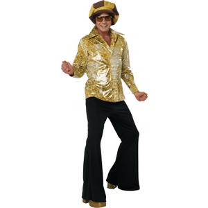 California Costumes, Men's Disco Shirt & Hat Set - Gold (M)