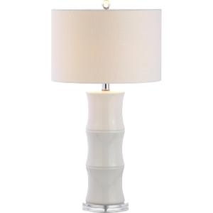 JONATHAN Y JYL3015C Tiki 26.5" Ceramic LED Table Lamp Contemporary Traditional Bedside Desk Nightstand Lamp for Bedroom Living Room Office College Bookcase LED Bulb Included, White