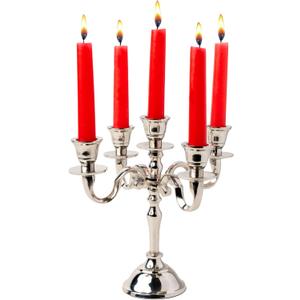 Rely+ 5 Arm Baby Candelabra Silver Glossy 8 Inch Taper Candle Holders Gothic Decorations Candlesticks Holder Home Decor Wedding Parties Centerpiece for Dining Table
