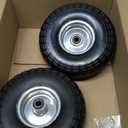 AR-PRO (2-Pack) 10-Inch Solid Rubber Tire Wheels - Replacement 4.10/3.50-4" Flat Free Tire with 5/8" Bearings, 2.2" Offset Hub - Compatible with Hand Truck, Wheelbarrow, Dolly, Gorilla Carts (Silver)