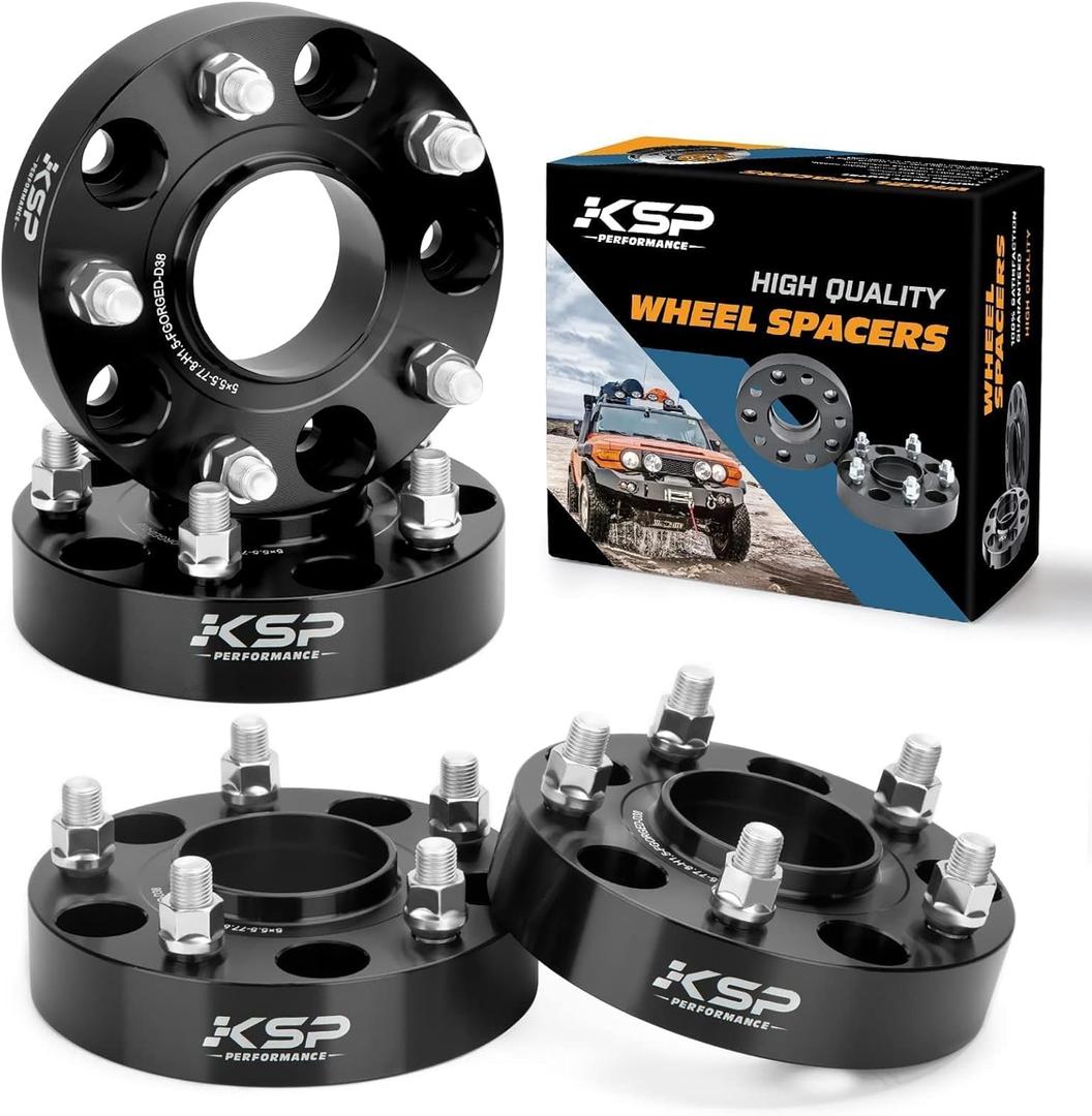 KSP 5X5.5 Wheel Spacers for Ram 1500, 1.5(38mm) 5x139.7mm to 5x139.7mm Hub Centric & 5 Lug Forged Wheel Spacers, Hub Bore 77.8mm Thread Pitch M14X1.5 for 2012-18 Dodge Ram 1500, Package of 4Pcs Black