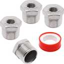 Reducer Coupling 3/4" NPT Male x 1/4" NPT Female Threaded Pipe Fitting, 304 Stainless Steel Reducing Pipe Fitting, 4 Pack