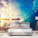PYFFYP- Blue sea Waves Landscape Wallpaper murals for Living Room(Not Peel and Stick) (112" x 73", P026)
