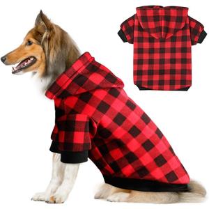 Plaid Dog Hoodie Sweatshirt Sweater for Extra Large Dogs Cat Puppy Clothes Coat Warm and Soft(XXL)