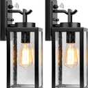2 Packs Dusk to Dawn Outdoor Wall Lantern with Sensor, Exterior Porch Light Fixtures Wall Mount, 100% Waterproof Anti-Rust, Matte Black Outdoor Wall Lights for Garage, Doorway, Hallway