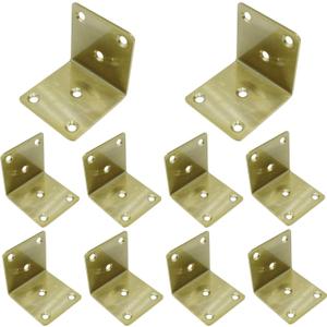 10pcs 2"x2" L Bracket Gold Stainless Steel Corner Brace Large Angle Brackets Heavy Duty Metal Corner Fastener for Wood Furniture Bedframe Cabinet Drawer Chair