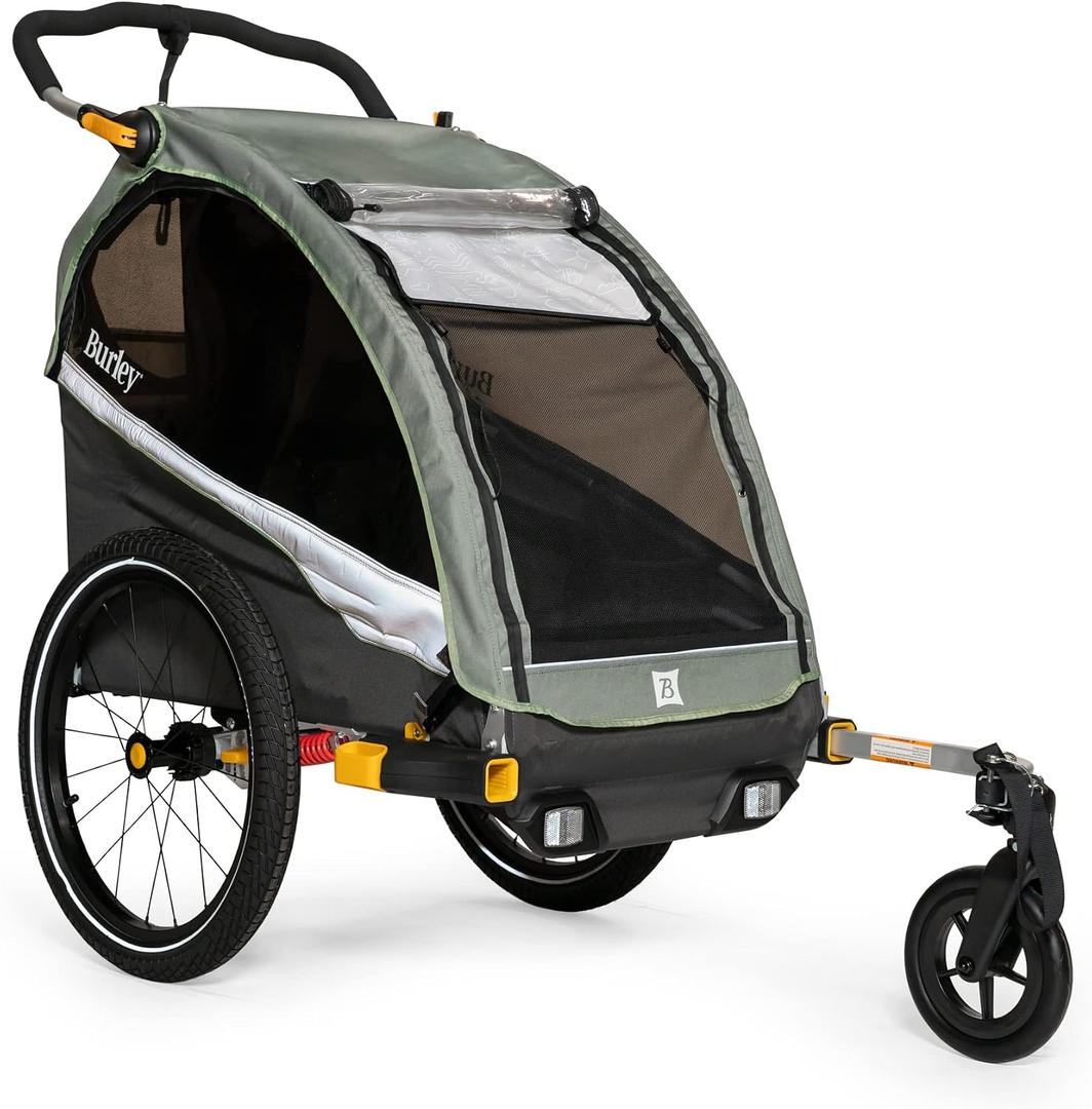 Burley DLite X, 1 and 2 Seat Kid Bike Trailer & Stroller, Size: 1 Seat,  Product Dimensions 33.25"L x 27.5"W x 38.25"H Frame Material Aluminum Maximum Weight Recommendation 75 pounds Seating Capacity 1 