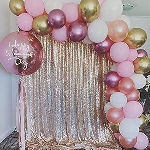 7ft x 7ft Champagne Sequin Backdrop Curtain Glitter Photo Booth Backdrop for Wedding Birthday Baby Shower Event Decor
