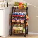 Can Organizer for Pantry - Rolling Snack Cart, Multi-Layer Soda Can Organizer for Pantry, Mobile Beverage Storage Rack with Wheels, Versatile Metal Shelf for Kitchen and Office, Black Brown (Black Brown)