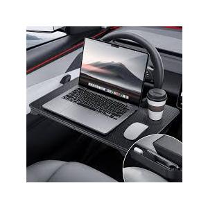 YONZEE 2in1 Car Steering Wheel Desk Tray & Car Seat Gap Filler Organizer – Foldable Carbon Fiber Look Table for Laptop, Eating Food, Writing – for Standard Round Steering Wheels