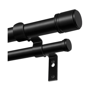 Double Curtain Rod 72 to 144 Inch, HOTOZON 1 Inch Heavy Duty Double Curtain Rods for Windows 60 to 140 Inches(5-11.6 ft), Telescoping Drapery Rod with Simple End Finials, Black, No Brackets