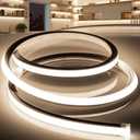 LED Strip Lights Neutral White 4000K,16.4ft 110-120V Neon Rope Lights,Flexible Silicone Outdoor Waterproof Neon Strip Lights for Bedroom,Mirror,Kitchen Cabinet, Living Room,Halloween Decor
