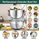 Nicdiet Mixing Bowls with Airtight Lids, Stainless Steel Mixing Bowl Set with 3 Metal Nesting Bowls, Colander & Grater, Non-Slip Bottoms, Size 1.5, 2.5, 5 QT, Great for Mixing & Serving, Black