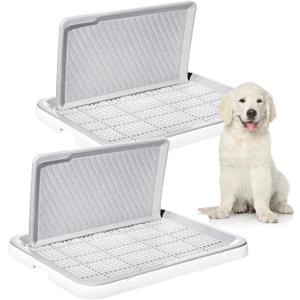 Paterr 2 Pcs Dog Potty Toilet with Removable Splash Wall Pet Indoor Dog Mesh Training Toilet Portable Training Pee Pads Holder Litter Box with Pee Wall for Puppy, Pet(25.6" x 19.3" x 13")