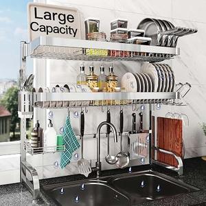 BOOSINY Over The Sink Dish Drying Rack, Extra Large Capacity Dish Drainer