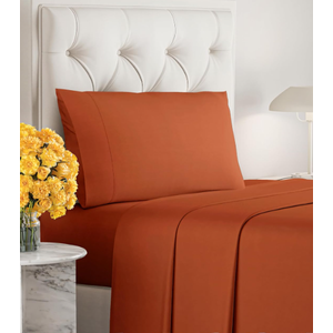 Superior Sleeping Experience 3 PC Sheets, Twin XL, Terracotta, Brown