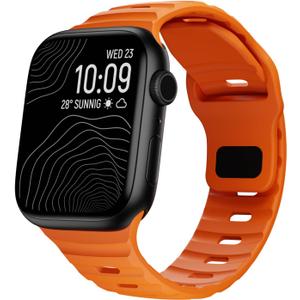 Soft Silicone Waterproof Strap Compatible with Apple Watch Ultra Band 49mm 46mm 45mm 44mm 42mm 41mm 40mm 38mm,Men Women Sport Bands for iWatch Series 10 9 8 7 6 5 4 3 2 1 SE Ultra (42/44/45/46/49mm, Orange)