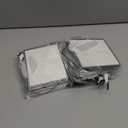 Yeaqee 50 Pcs Mini Metallic Foil Gift Bags with Handles 4x4.75x2.25'' Christmas Tiny Thank You Favor Bag with Tag for Winter Hanukkah Holiday Welcome Wedding Baby Shower Birthday(White, Silver)