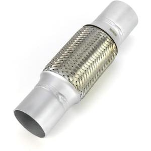 QWORK Exhaust Flex Pipe, 1 Pack, 2.25" x 6" x 10" Long, Stainless Steel, Heavy Duty