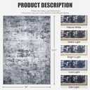 8x10 Area Rug Living Room Rug: Washable Modern Abstract Soft Thin Rug Indoor Floor No Slip Stain Resistant Carpet for Bedroom Dining Room Farmhouse Nursery Home Office - Grey
