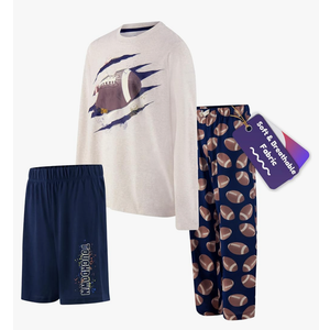 Boys Pajamas Set, 3-Piece Boys’ Sleepwear Pjs, Loose Fit, Soft, Breathable, Teens and Kids - Size  14-16