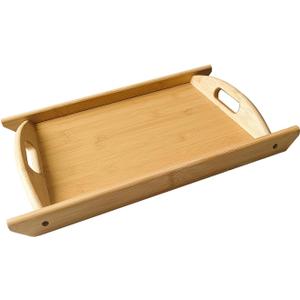 Bamboo Serving Tray Rectangle Platter Breakfast Dinner Food Bed Tray for Eating Kitchen Restaurants (1, 15" x 10.2" x 1.2" (with Handle))