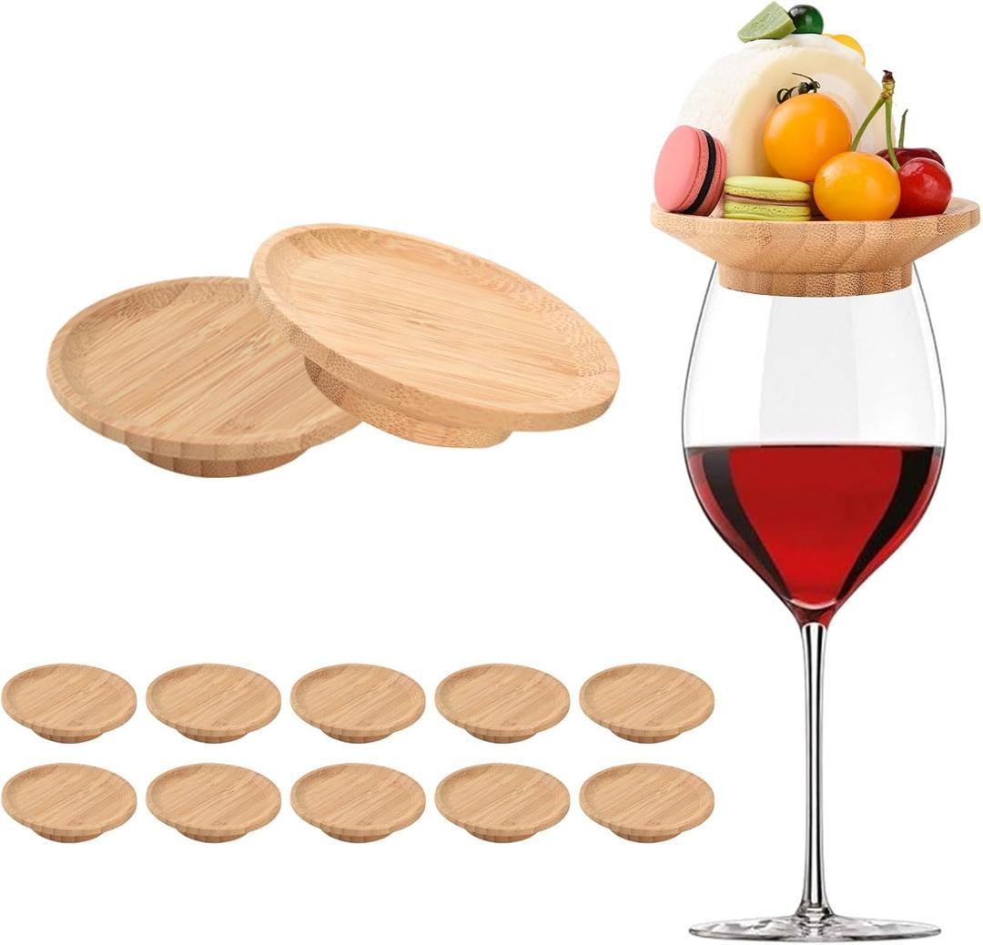 10 Pcs Wine Glass Charcuterie Topper, 4" Mini Charcuterie Boards, Wine Appetizer Plates for Family Gatherings, Restaurants, Bars