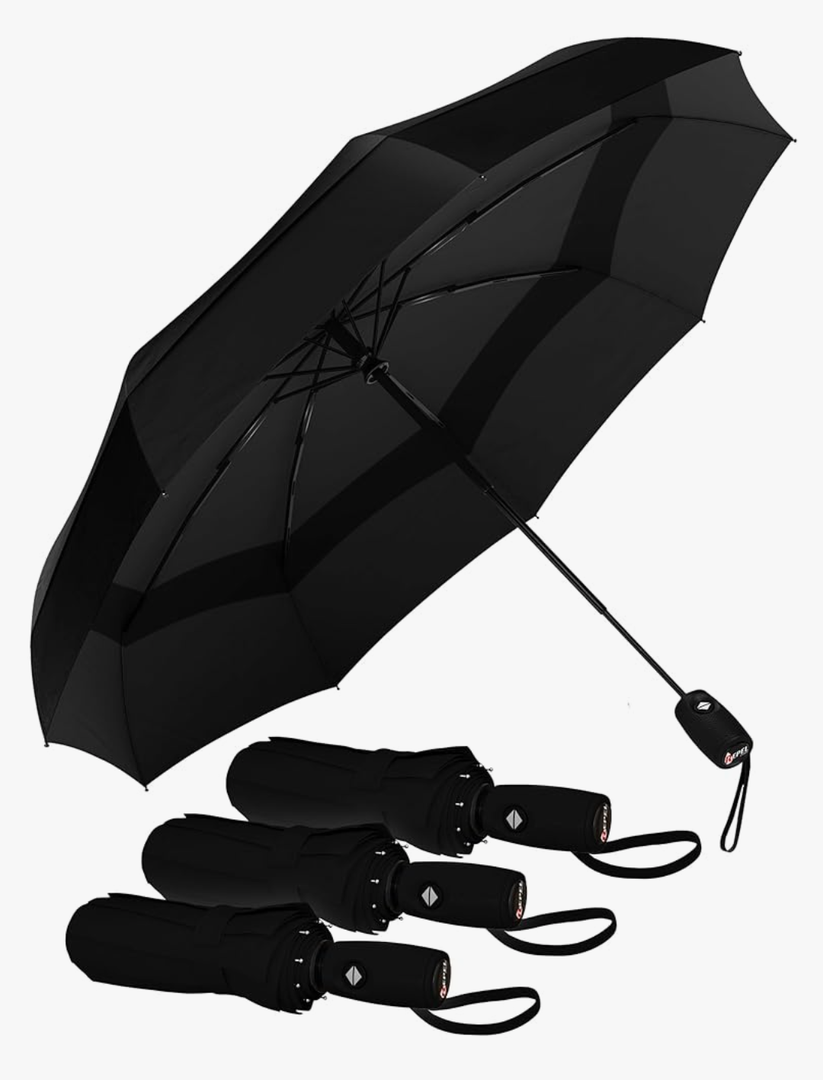 REPEL Windproof Travel Umbrella - Compact & Withstands Winds up to 85MPH , Strongest Premium Auto Folding Umbrella for Rain and Sun - Durable, Light & Portable for Women & Men , Fits Backpack & Cars 3Pack