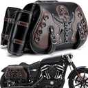 Motorcycle Saddlebag, 30L Leather Waterproof Side Saddle Bags with Cup Holder, Universal Powersports Saddlebags for Harley Davidson Sportster Dyna Softail Honda Shadow Rebel Yamaha Vulcan, 14.8 x 10.7 x 7.5 inches
