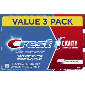 Crest Cavity Protection Toothpaste, Regular Paste, 5.7 oz, Pack of 3