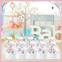 MTLEE 50 Sets Halloween a Little Boo is Almost Du Baby Shower Favors Cute Ghost Candles Unscented with Mini Ghost Thank You Cards Bags for Halloween Boo Gender Reveal Party Supplies (Pink)