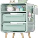 Kids Nightstand,Cute End Table with Storage Drawer,Nightstand for Girls Bedroom Furniture (Green)