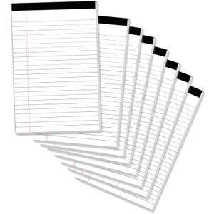 Legal Pads 5 x 8 Inch Notepad, 8 Pack Note Pads College Ruled Perforated Memo Pad for Work Study Daily Note Taking List, Lined Writing Pads Memo Refills Notepads for Office Home School, 30 Sheet/Pad