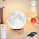 Finezeal Light Therapy Lamp  10000 Lux Full Spectrum Sun Lamp, 3 Color Temperatures & 670nm Red Light, Touch/Remote Control, Stepless Dimming, USB Phone Charging, Moon Sunlight Lamp for Home Office