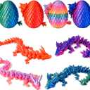 3D Printed Animals Dragon Toys Eggs - Christmas Stocking Stuffers Birthday Gifts for Kids Teen Girls Boys 4PCS Mini Crystal Dragon Toys for Ages 8-13 Year Old Easter Basket Fillers Essentials