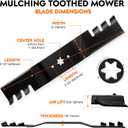 942-0677B-X 54" Mulching Toothed Blades for Cub Cadet RZT-54 S54 L54 KH GT 1054 GT1554 SLT Troy Bilt Mustang 54" XP Craftsman ZTL8000 PGT9000 Toro 54 inch Deck Zero-Turn Mower Lawn Tractor, Black