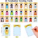 Fovths 24 Pieces Mini Graduation Plush Animals Set Graduation Stuffed Animals Greeting Cards Set Graduation Plush Keychain Animals Toy with Black Cap for Graduation Party Favors, School Gifts