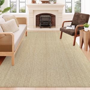 Collive Boho Rugs for Living Room 6x9 Tan, Washable Large Area Rug Braided Woven Cotton Bedrom Rug, Modern Floor Carpet Door Rugs for Nursery Room Office, Outdoor Rug for Patio Balcony Courtyard Decor