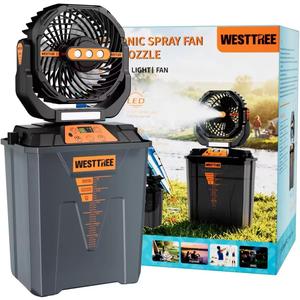 WESTTREE Portable Misting Fan, Large Rechargeable Battery Powered Mist Fan, Long Lasting Runtime, 3 Nozzles Mister Design, Portable Fan for Home Patio Camping Outdoor mist Daily Cooling fan