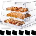 3-Tray Bakery Display Case, Acrylic Clear Display Case Countertop for Bread Pastry Dessert Food Cookie Display, Display Cabinet Box for Baking Enthusiasts - 20.86 x 17.3 x 16.5 inch