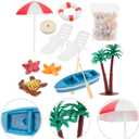 ABOOFAN 10Pcs Beach Miniature Dollhouse Decoration Beach Chair Palm Tree Miniature Ornament Kits Accessories Statues for DIY Fairy Garden Cake Topper