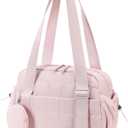 CAMTOP Mini Gym Bag for Women, Small Gym Tote Bag Puffy Quilted Sports Duffel Bag with Wet Compartment and Coin Purse Duffel Bags Dance Yoga Workout Bag for Gifts (All Coral Pink, Mini-12.6")