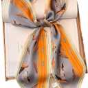 Elegant Floral Print Scarf Stylish Lightweight Chiffon Neck Kerchief for Women Versatile Fashion Accessory Gift, 6.41 x 4.76 x 0.51 in