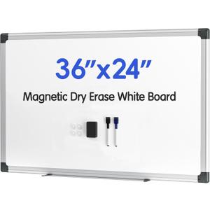 VUSIGN Magnetic Whiteboard 36"x24" Dry Erase Board for Wall, Silver Frame