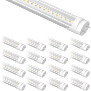 16-Pack Fluorescent Light Bulbs Replacement 4FT, T8 LED Bulbs 4 Foot Type A+B, 24W (65W Equivalent) 3200LM, 3000K Warm White, 48 Inch Tube, F32T8 or F40T12 LED Replacement, Non-Dimmable
