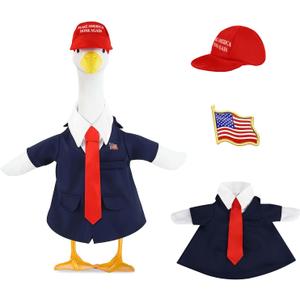 3 Pcs Porch Goose Outfits, for 23-28 Inch Porch Goose,Patriotic Costume for Plastic/Cement Statue for Outdoor Courtyard Garden Terrace Art Decoration (23-28IN, 23-28IN)
