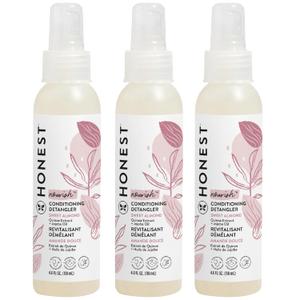 The Honest Company Conditioning Hair Detangler 3-Pack | Leave-in Conditioner + Fortifying Spray | Tear-free, Cruelty-Free, Hypoallergenic | Almond Nourishing, 4 fl oz each (pack of 3)