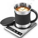 COSORI Coffee Mug Warmer & Mug Set for Desk, Cup Heater, Office & Christmas Gifts, 1F Precise Temperature Control, Touch Tech & LCD Digital Display (77-194), 304 Stainless Steel, Silver/Black