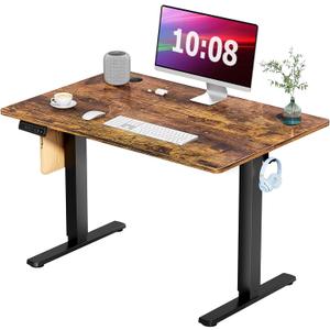 Standing Desk, Adjustable Height Electric Sit Stand Up Computer Table, 40x24 Inch Ergonomic Rising Modern Lift Motorized Gaming Desktop Workstation for Work Home Office - Rustic Brown